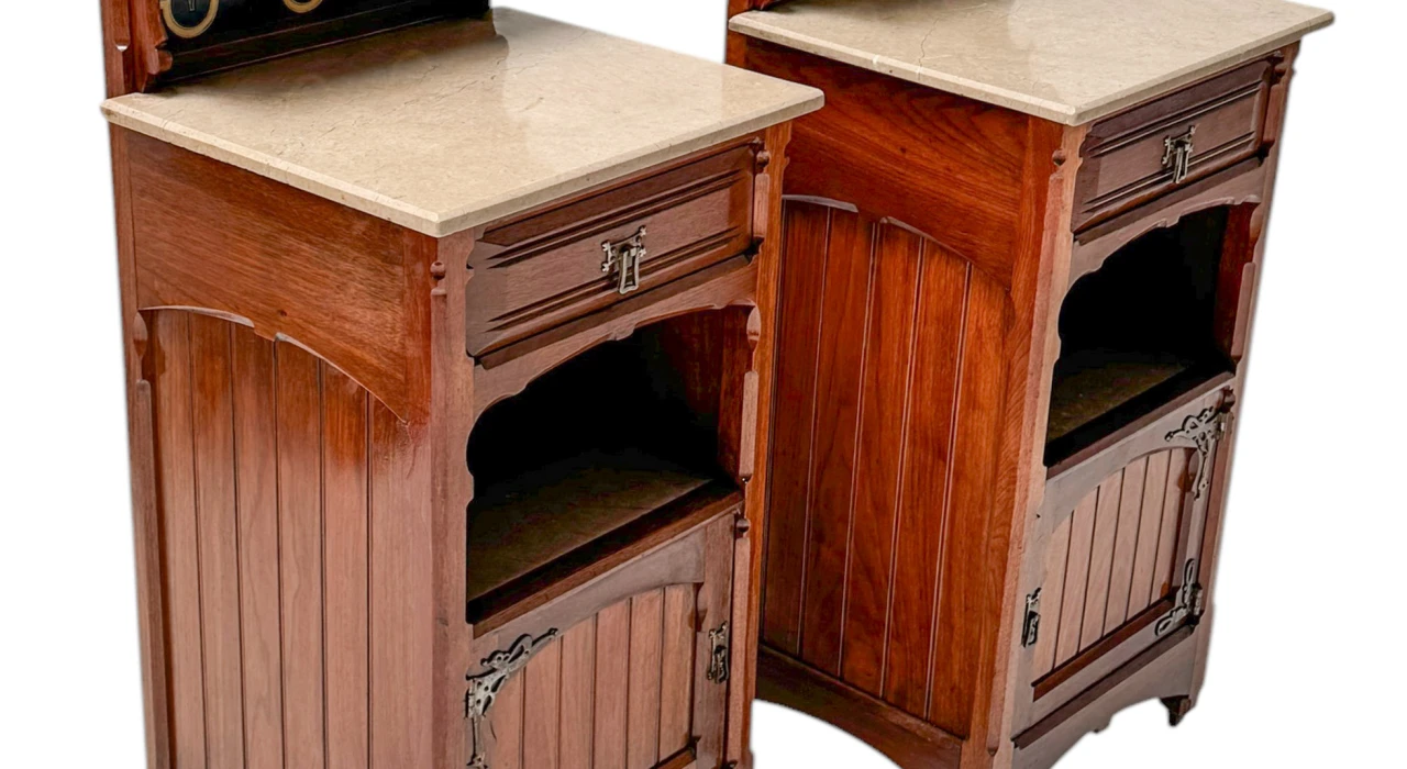 Two Arts & Crafts Nightstands by Gustave Serrurier-Bovy, 1900s